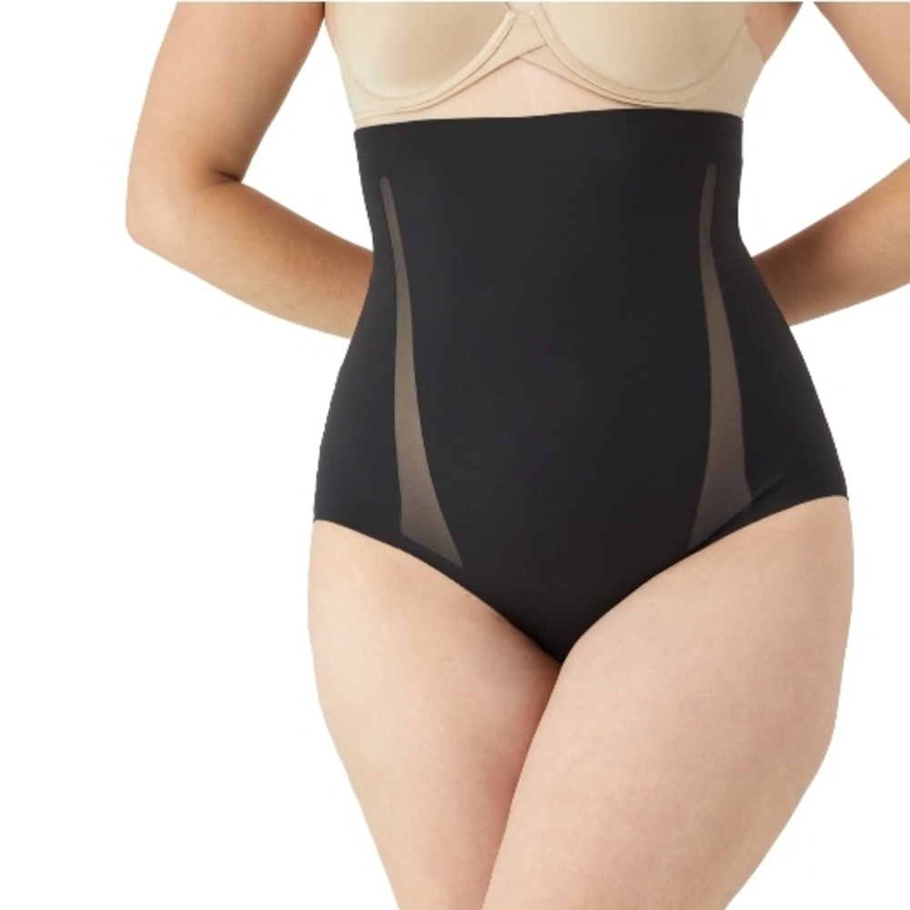 Maidenform HighWaist Black Shaper Briefs with Sheer Panels Nwt